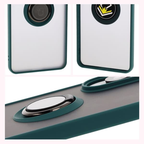 Bizon Case Hybrid Sormussuojakuori Galaxy S25 Edgelle, savunpunainen ja tummanvihreällä kehyksellä