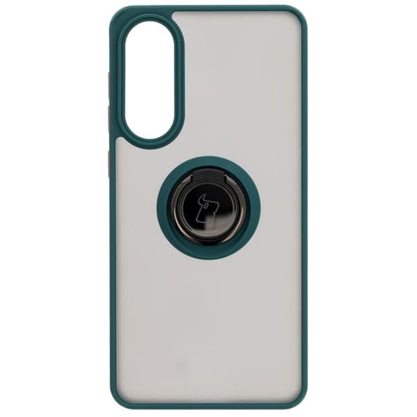 Bizon Case Hybrid Sormussuojakuori Galaxy S25 Edgelle, savunpunainen ja tummanvihreällä kehyksellä