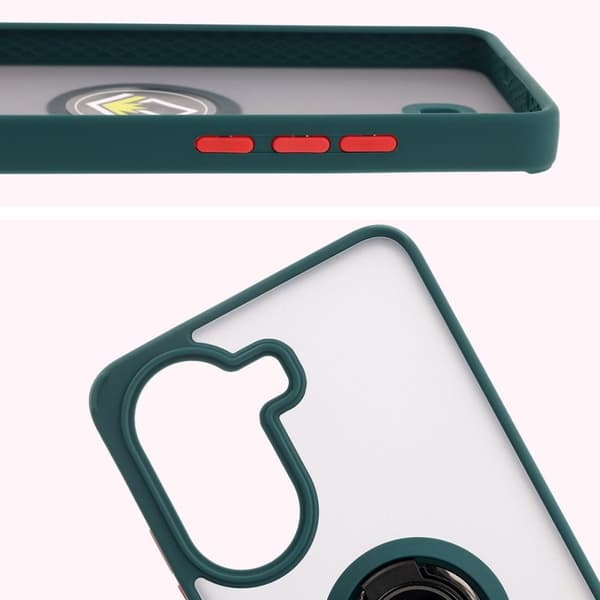 Bizon Case Hybrid Sormus Sormuskotelo Xiaomi Poco X7 Prolle, savunpunainen ja tummanvihreällä kehyksellä