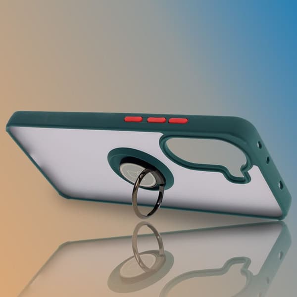 Bizon Case Hybrid Sormus Sormuskotelo Xiaomi Poco X7 Prolle, savunpunainen ja tummanvihreällä kehyksellä