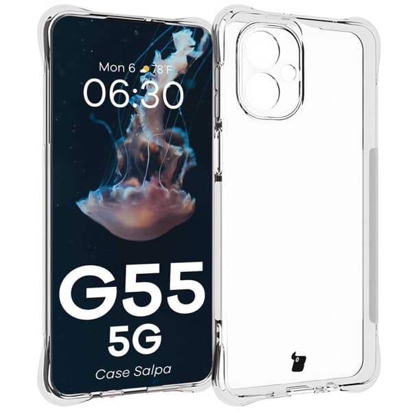 Bizon Case Salpa Fleksibelt Etui til Motorola Moto G55 5G, Gennemsigtig