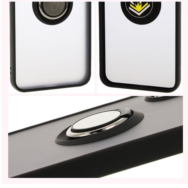 Bizon Case Hybrid Ring Fingerring-cover til Galaxy A16 4G/5G, røgfarvet med sort ramme