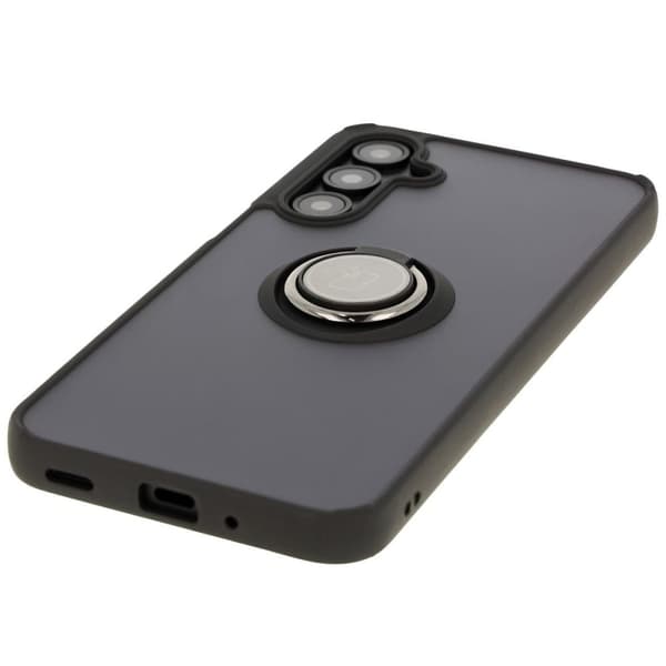 Bizon Case Hybrid Ring Fingerring-cover til Galaxy A16 4G/5G, røgfarvet med sort ramme