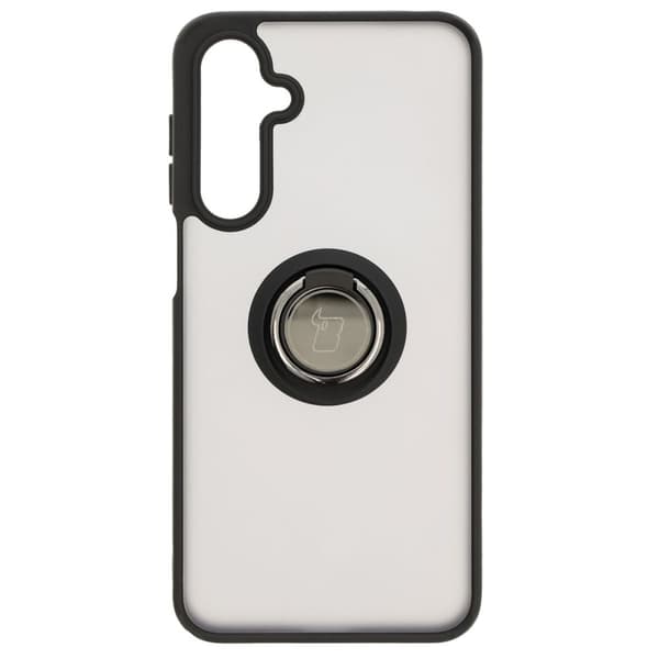 Bizon Case Hybrid Ring Fingerring-cover til Galaxy A16 4G/5G, røgfarvet med sort ramme