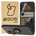Miniatyrbillede 1 af 6: Bizon Case Hybrid Ring Fingerring-cover til Galaxy A16 4G/5G, røgfarvet med sort ramme