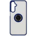 Miniatyrbild 2 av 6: Bizon Case Hybrid Ring Fingerringfodral för Galaxy A16 4G/5G, Rökfärgad med Marinblå Ram