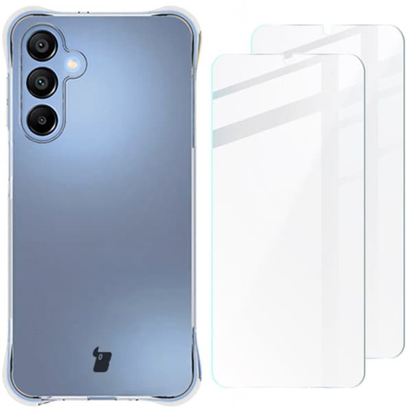Etui + 2x Bizon-etui i hærdet glas, klar pakke til Galaxy A16 4G/5G