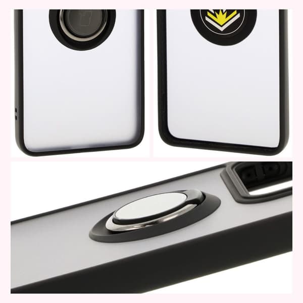 Bizon Case Hybrid Ringfingerringfodral för Xiaomi 14T, Rökfärgad med Svart Ram