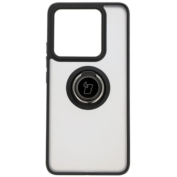 Bizon Case Hybrid Ringfingerringfodral för Xiaomi 14T, Rökfärgad med Svart Ram