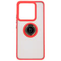 Miniatyrbillede 2 af 6: Bizon Case Hybrid Ring Fingerring Cover til Xiaomi 14T, Røgfarvet med Rød Ramme