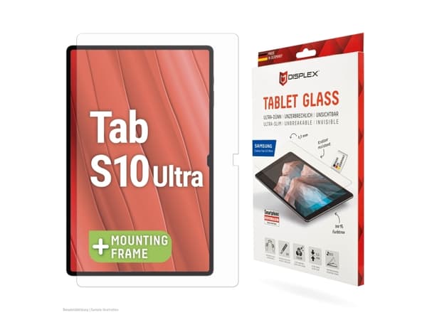 Displex Tablet Glass (9H) for Samsung Galaxy Tab S10 Ultra, Eco Mounting Frame, unbreakable, Clear screen protector, 9H, 1 pc(s)