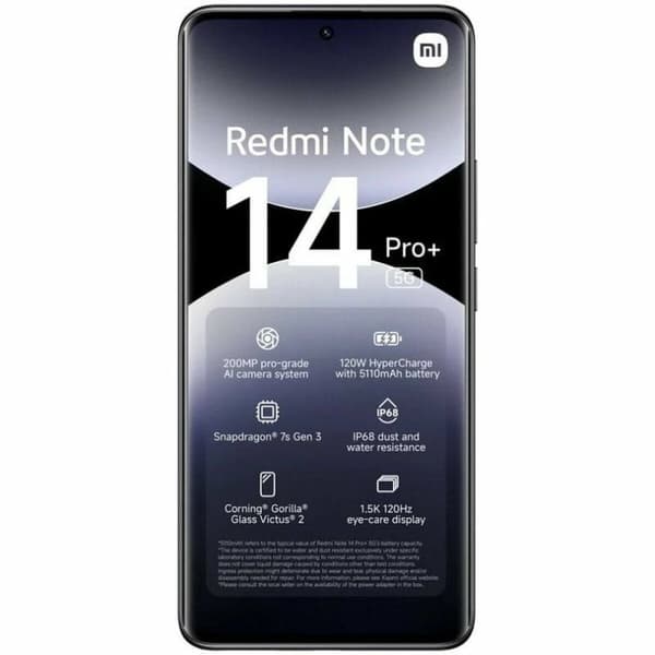 Smartphone Xiaomi Redmi Note 14 Pro+ Octa Core 12 GB RAM 512 GB Svart 6,67"
