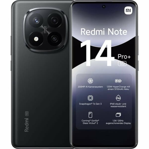 Smartphone Xiaomi Redmi Note 14 Pro+ Octa Core 12 GB RAM 512 GB Svart 6,67" Svart