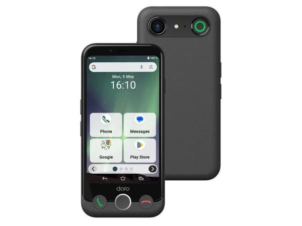 Doro Aurora A10, 11,4 cm (4,5"), 4 GB, 64 GB, 13 MP, Android 14, Sort