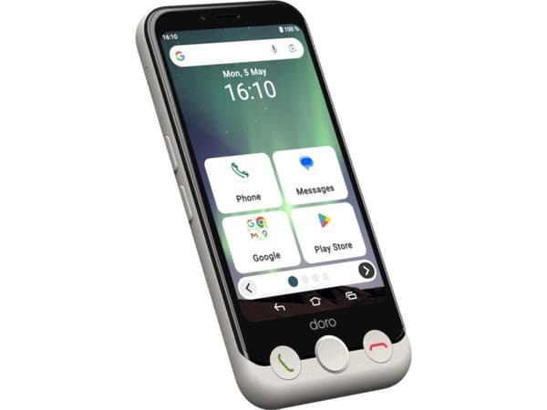 Doro Aurora A10, 11,4 cm (4.5"), 4 GB, 64 GB, 13 MP, Android 14, Sort, Hvid