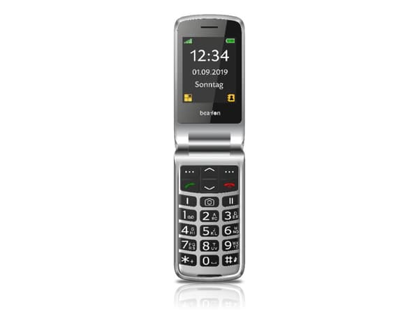 Beafon SL495 LTE , flipptelefon med stora knappar, svart Svart, Silver