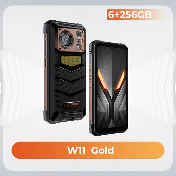 HOTWAV W11 Rugged Telefon, 20800mAh Batteri, 64MP Kamera,Global version: Global version, Guld, W11