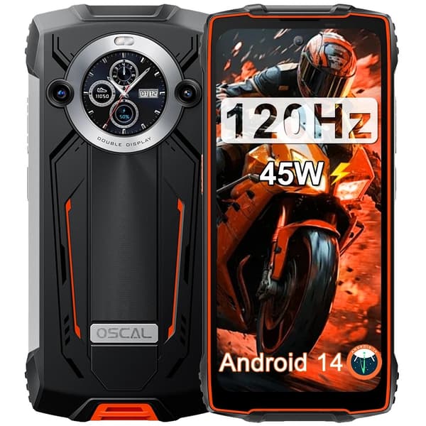 Smartphone, 8GB RAM, 256GB lagring, 8800mAh batteri,Orange