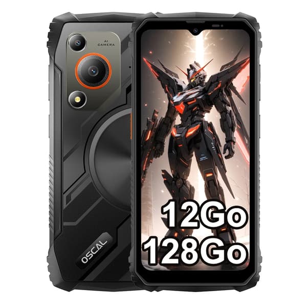 Rugged smartphone, 12GB RAM, 128GB lager, 5100mAh batteri,sort