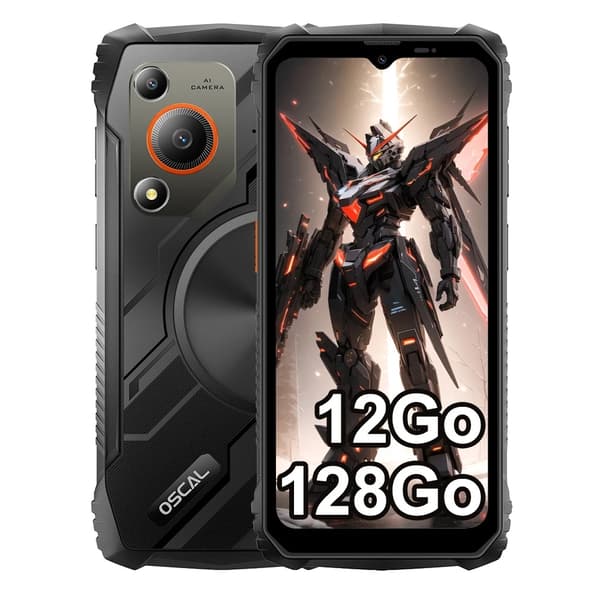 Rugged smartphone, 12GB RAM, 128GB lager, 5100mAh batteri,sort