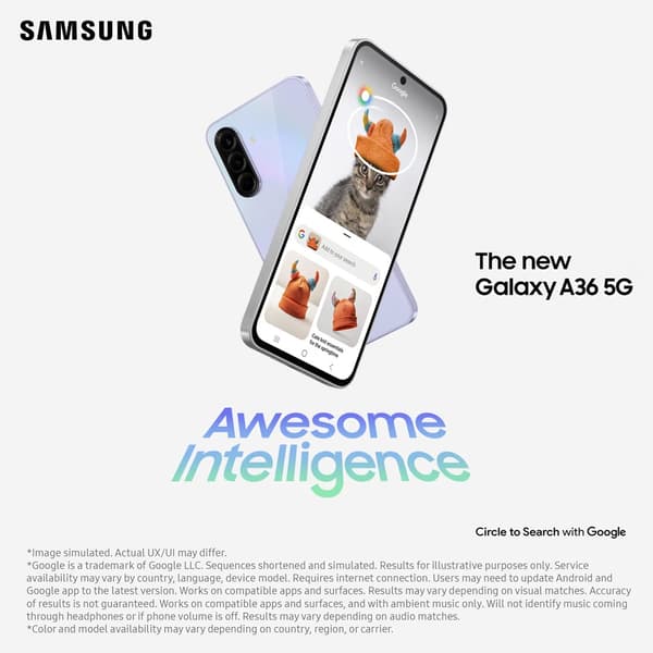 Samsung Galaxy A36 5G 8/256GB Smartphone - Awesome Lavender