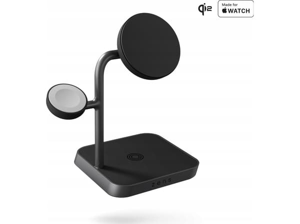ZENS Office Charger Pro 3 - Trådløs ladepute / ladestativ + AC-strømadapter - 25 watt - Apple Fast Charge - MFI-sertifisert - svart