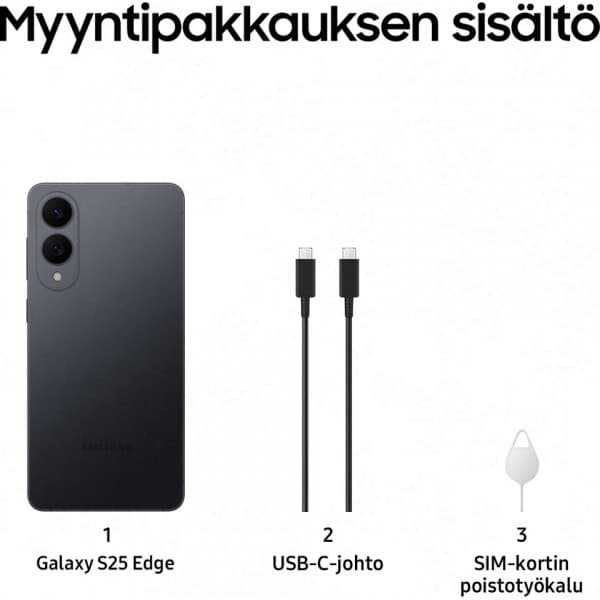 Samsung Galaxy S25 Edge 5G puhelin, 256/12 Gt, Jetblack
