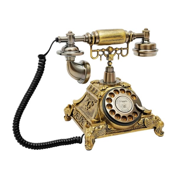 Rotary Dial Telefon, Vintage Design, Støjdæmpende Funktion,Brun