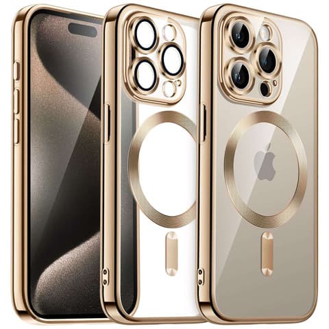 MagSafe-skal till Apple iPhone 15 Pro Alogy Glamour Luxury Ring-skal Guld Transparent