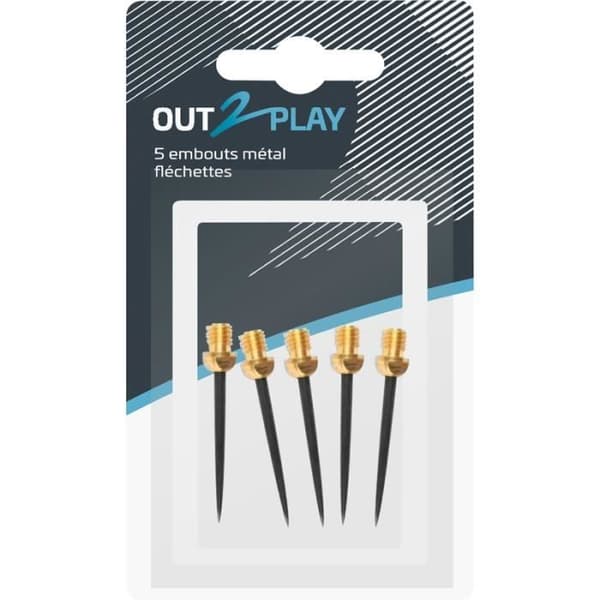 Set med 5 Out2Play-dartspetsar i metall - svart/guld - 1x6,4x11 cm