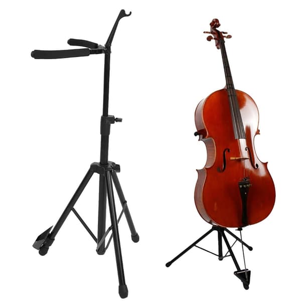 Fällbart Cello-stativ, Justerbar Höjd 145 cm, Halkfri Stabilitet, Bekväm Svansstöd