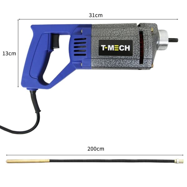 70L Betonblander 250W & Håndholdt Elektrisk Betonvibrator 1100W Vibrerende Håndholdt 35mm Vibratornål 2m Fleksibelt Skaft Mørtel Gips Mobil