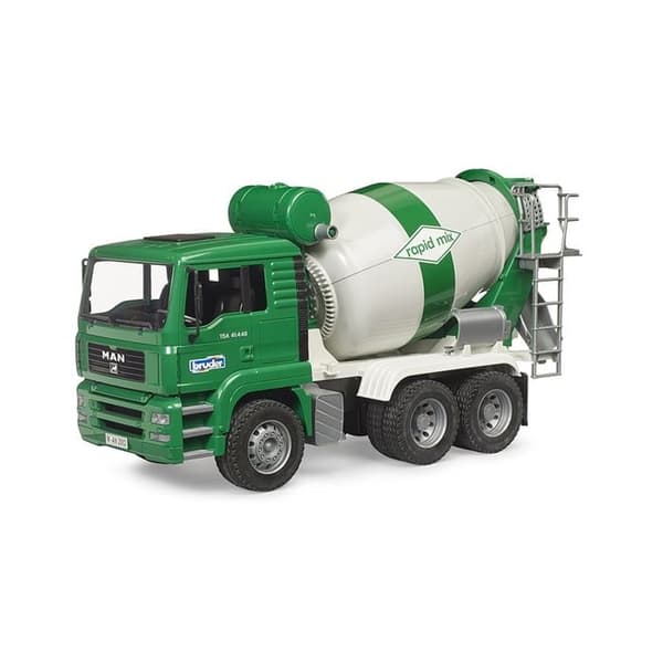 Betongvagn - BRUDER - MAN TGA - Tipper-kabin - Rotationskran - Figur inkl. bworld
