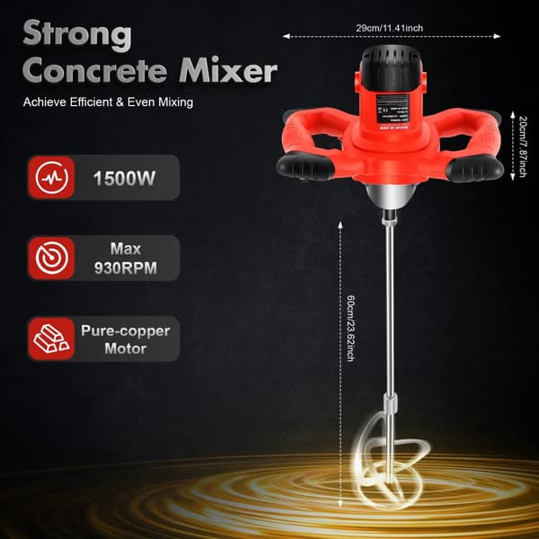Betonblander, 1500W Effekt, 930RPM Maksimal Hastighed,Rød