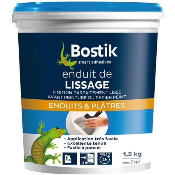 Glättspackel - BOSTIK - Pasta 1.5 Kg - Extra vit - Inomhus - Vägg
