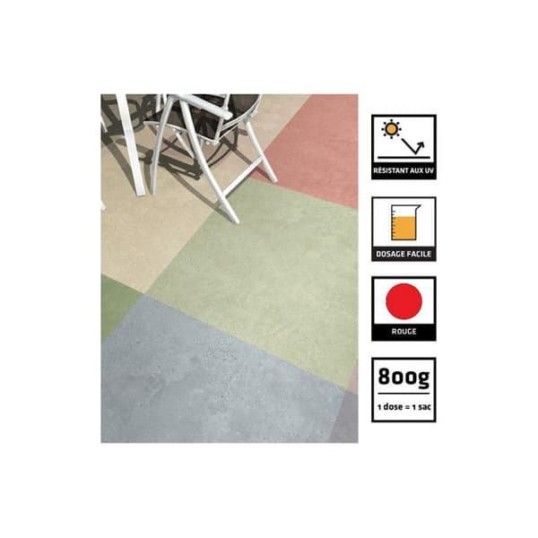 Pulverfärgning - SIKA - SikaCem Färg - Röd - 800g - Cement, kalk, gips