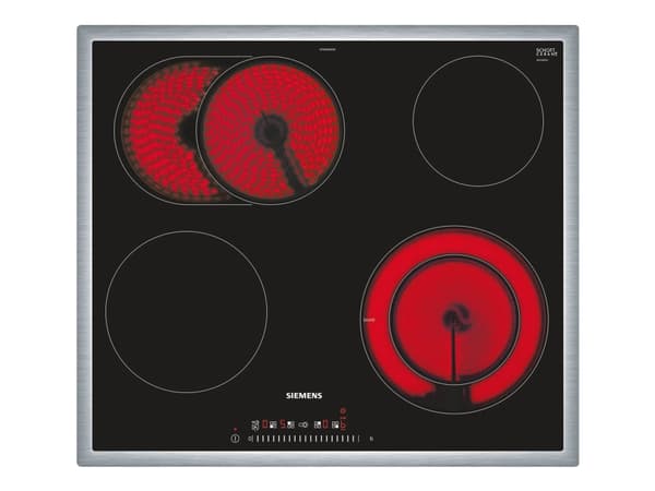 Siemens iQ300 ET645FNN1E - Keramisk komfyrtopp - 4 plater - Nisje - bredde: 56 cm - dybde: 49 cm - med pynt av rustfritt stål - svart/rustfritt stål