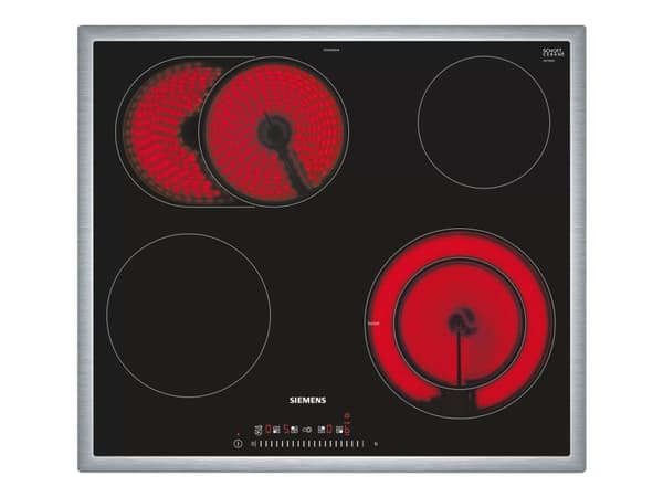 Siemens iQ300 ET645FNN1E - Keramisk komfyrtopp - 4 plater - Nisje - bredde: 56 cm - dybde: 49 cm - med pynt av rustfritt stål - svart/rustfritt stål