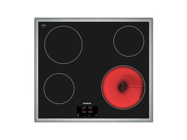 Siemens iQ100 ET645HE17 - Keramisk häll - 4 kokplattor - Fördjupning - bredd: 56 cm - djup: 49 cm - med kanter i rostfritt stål - svart / rostfritt s