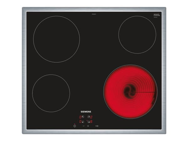 Siemens iQ100 ET645HE17 - Keramisk häll - 4 kokplattor - Fördjupning - bredd: 56 cm - djup: 49 cm - med kanter i rostfritt stål - svart / rostfritt s