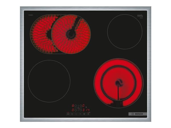 Bosch-sarja | 4 PKN645BB2E - Keraaminen liesi - 4 lautasta - Niche - leveys: 56 cm - syvyys: 49 cm - ruostumattomasta teräksestä valmistettu reunus - musta