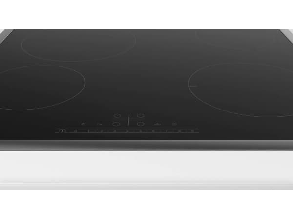 Bosch Serie | 6 PKE645FP2E - Keramisk komfyrtopp - 4 plater - Nisje - bredde: 56 cm - dybde: 49 cm - med pynt av rustfritt stål - svart/rustfritt stå