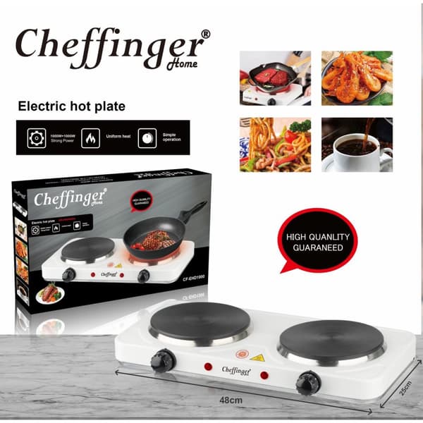 Cheffinger CF-EHD1000: 1000W sähköinen keittolevy - kaksinkertainen