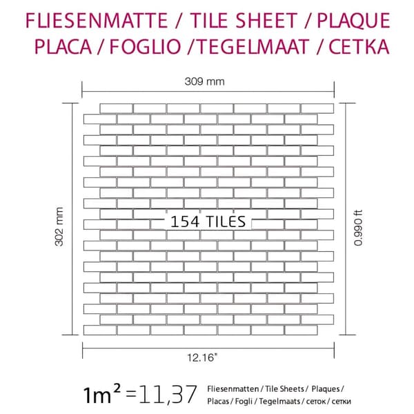 Metallmosaik titan ALLOY S-Kismet-S-S-B borstad grå 0,88 m2