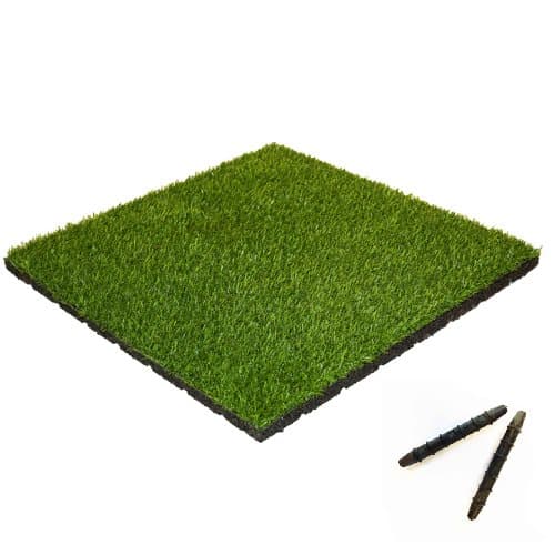 Gummiplatta med konstgräs toppskikt 55 mm - 50x50 cm - Tapp och hål
