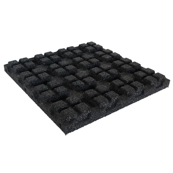 Gummiflise 75 mm - 50 x 50 cm - Sort
