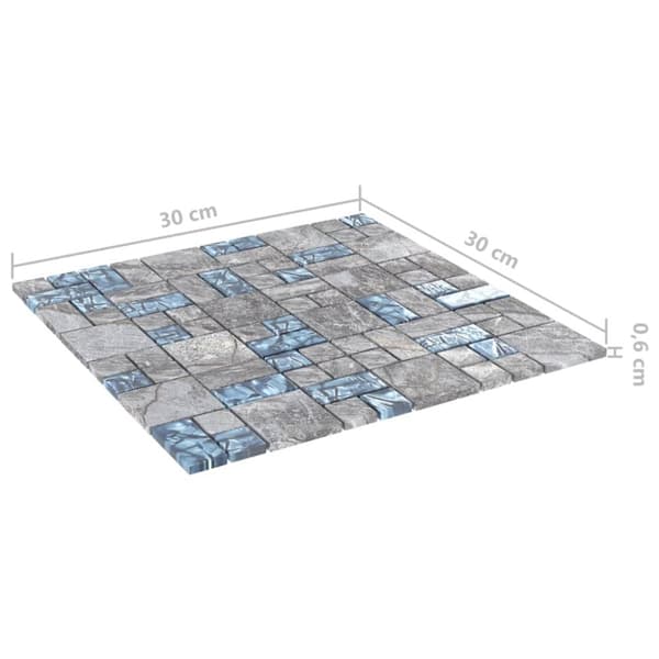 vidaXL Mosaikplattor 11 st grå och blå 30x30 cm glas -  Kakel till väggar & tak