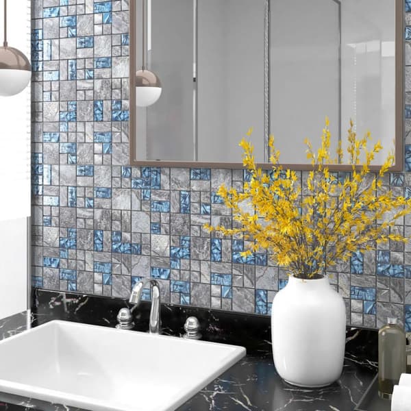 vidaXL Mosaikplattor 11 st grå och blå 30x30 cm glas -  Kakel till väggar & tak