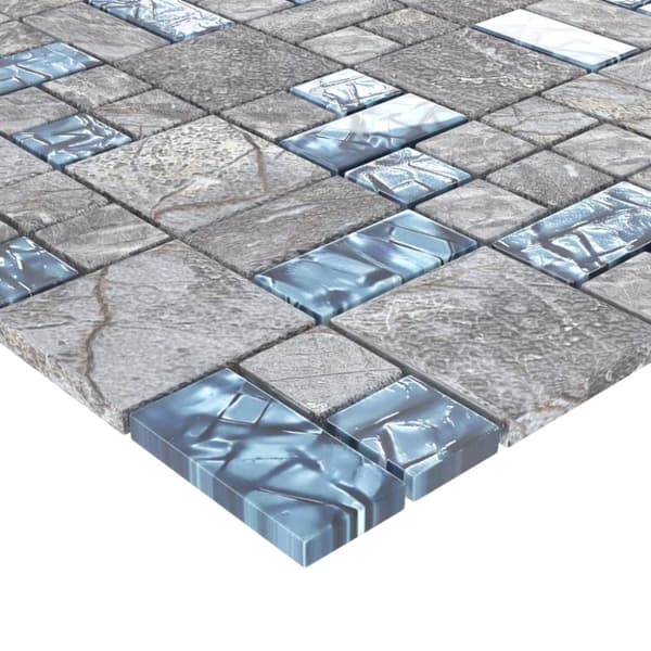 Fliser - Living mosaikfliser 11 stk. 30x30 cm glas grå og blå
