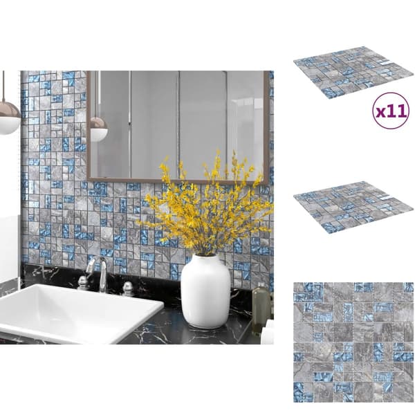 Fliser - Living mosaikfliser 11 stk. 30x30 cm glas grå og blå
